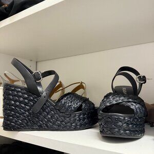 Prada Raffia Straw Espadrilles 39